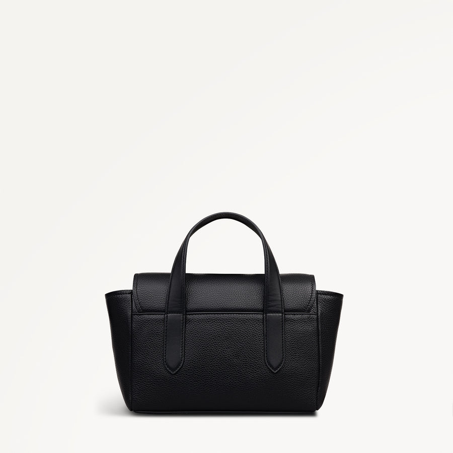 Mayfair Lane Leather Small Flapover Satchel Bag in Black - 112596