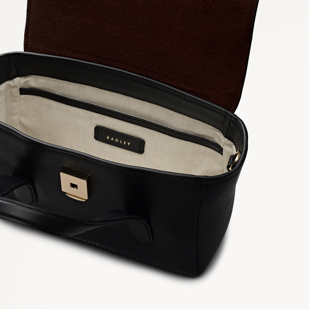 Mayfair Lane Leather Small Flapover Satchel Bag in Black - 112596