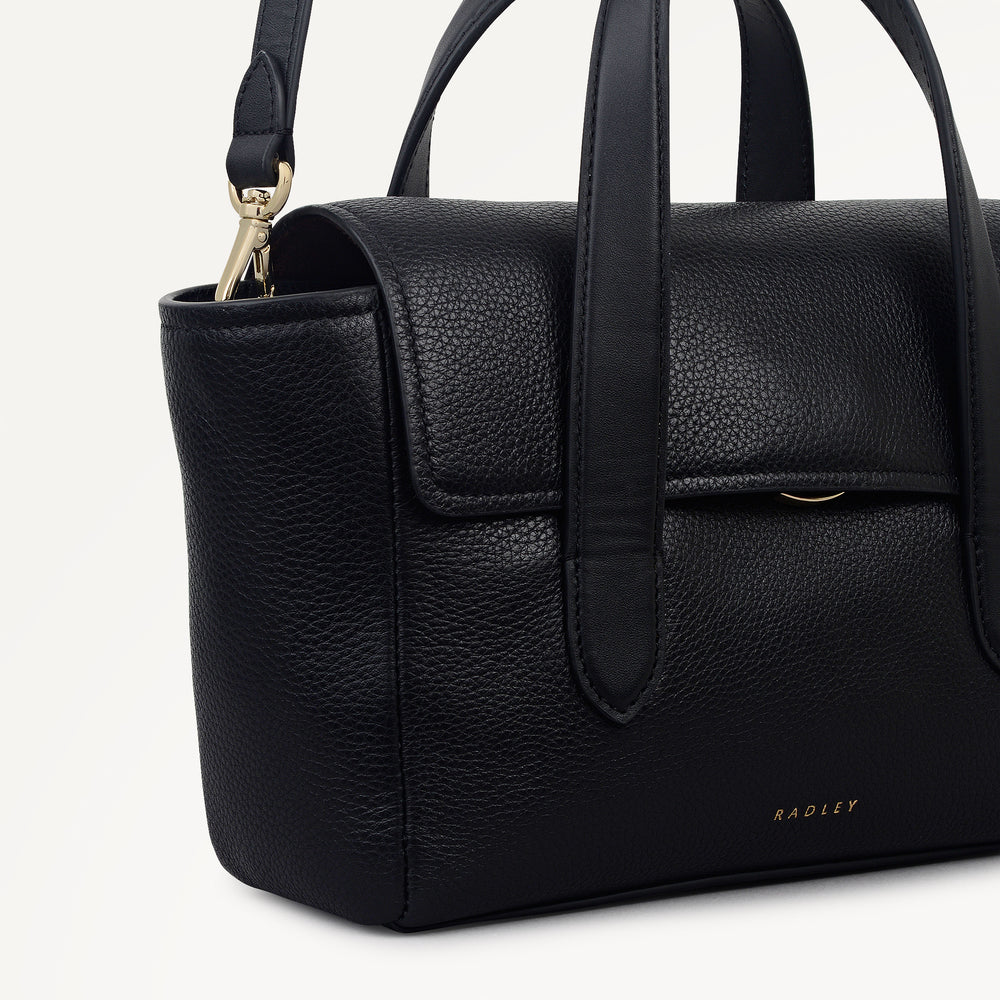 Mayfair Lane Leather Small Flapover Satchel Bag in Black - 112596