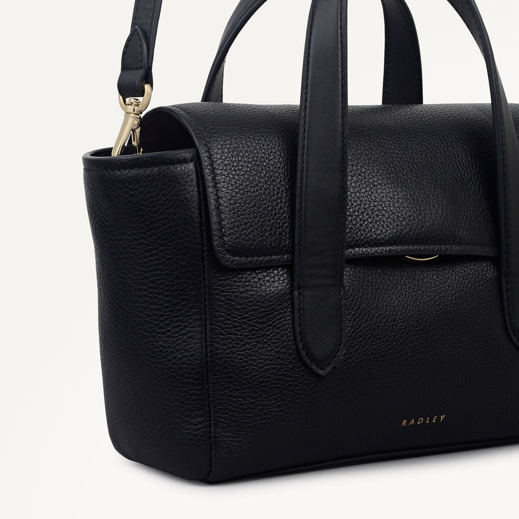 Mayfair Lane Leather Small Flapover Satchel Bag in Black - 112596