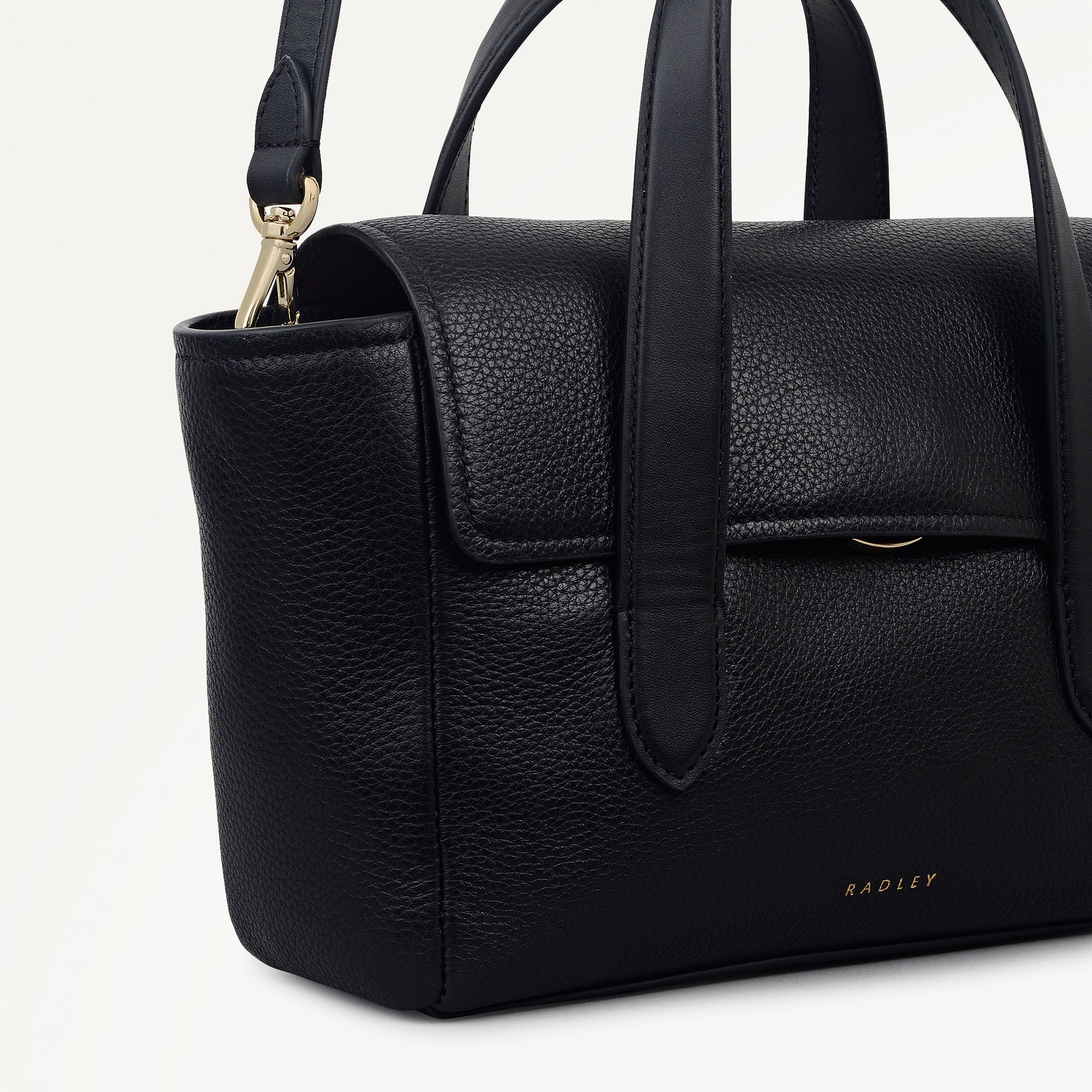 Mayfair Lane Leather Small Flapover Satchel Bag in Black - 112596