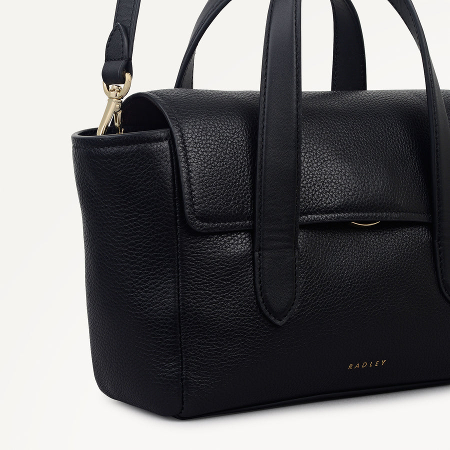 Mayfair Lane Leather Small Flapover Satchel Bag in Black - 112596