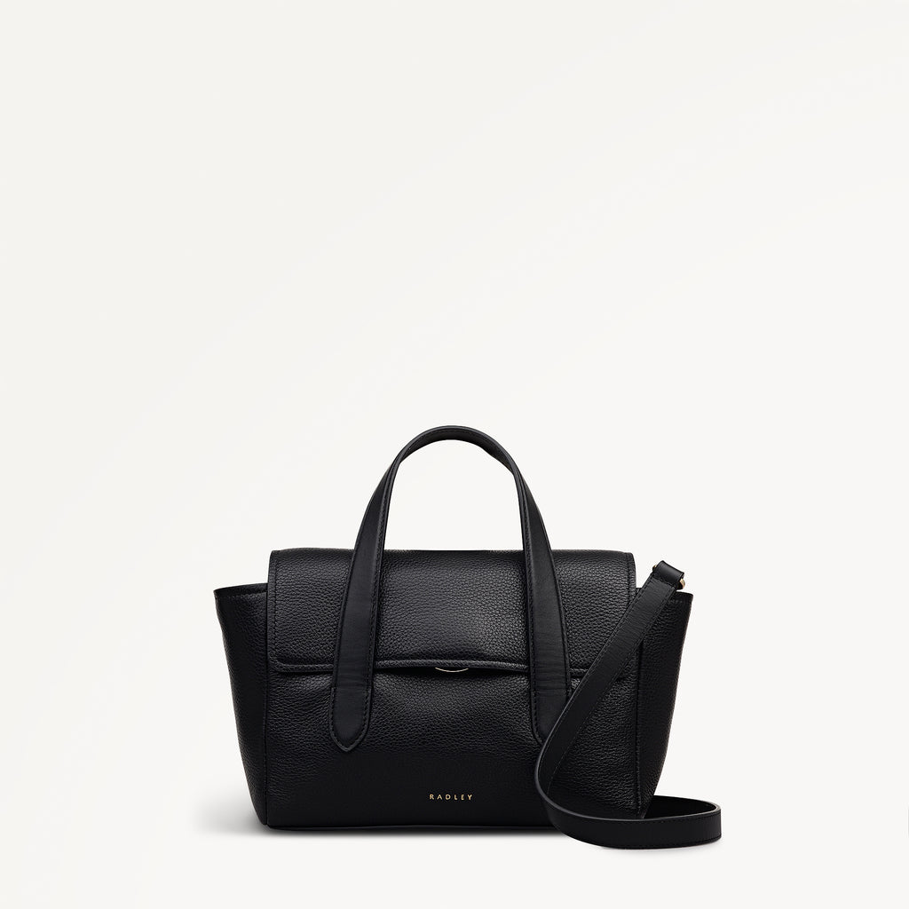 Mayfair Lane Leather Small Flapover Satchel Bag in Black - 112596