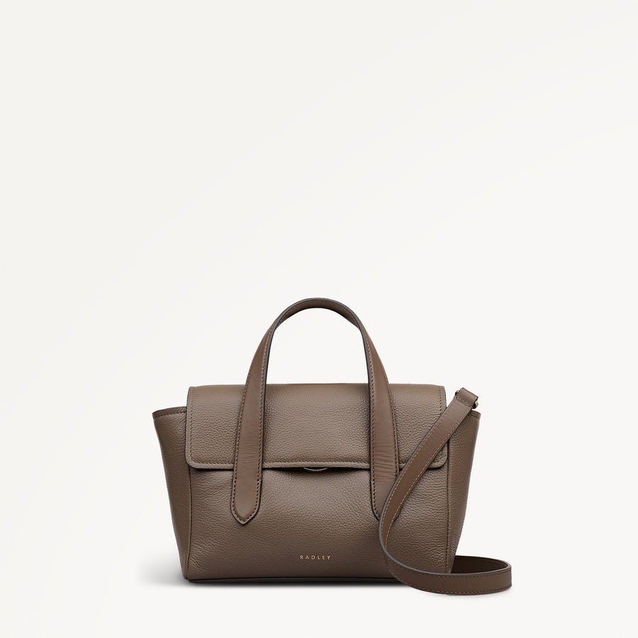 Mayfair Lane Leather Small Flapover Satchel Bag in Coffee - 112597