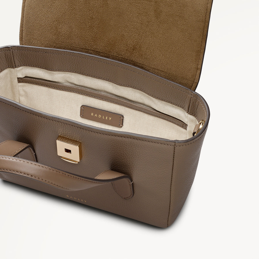 Mayfair Lane Leather Small Flapover Satchel Bag in Coffee - 112597