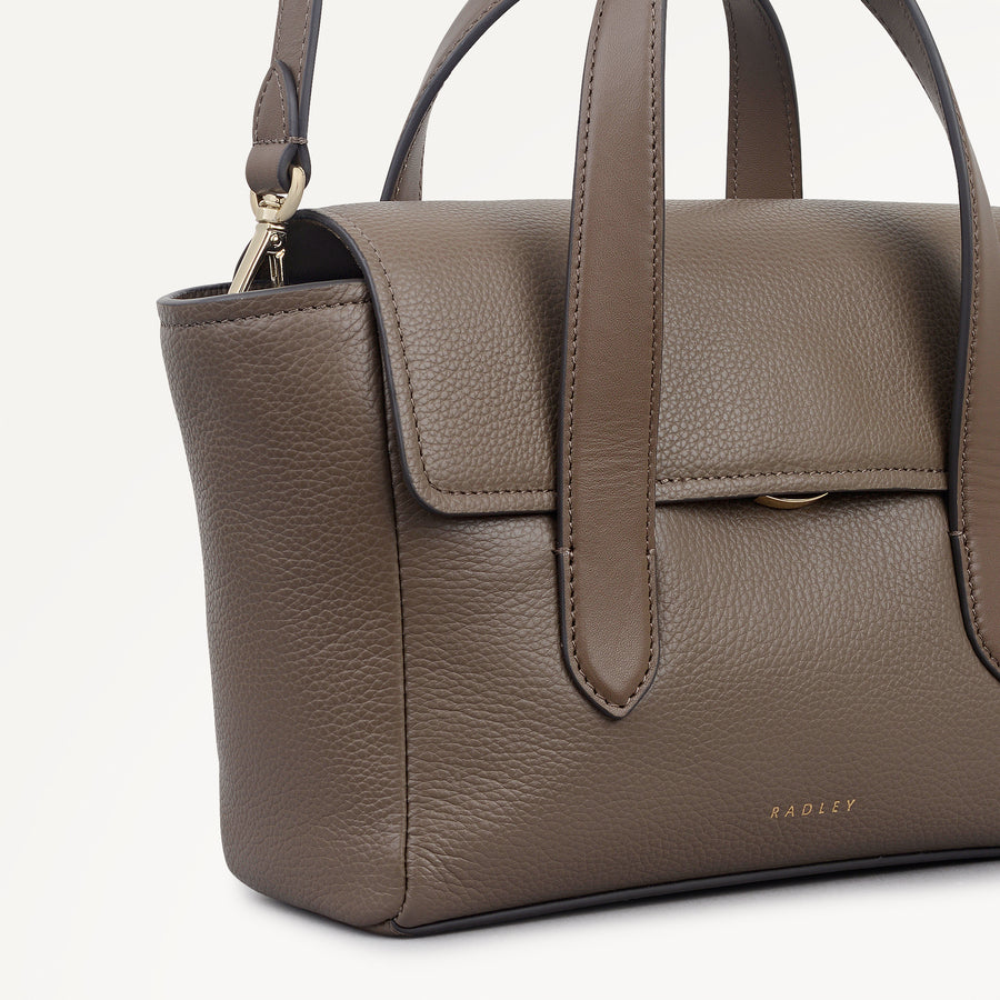 Mayfair Lane Leather Small Flapover Satchel Bag in Coffee - 112597