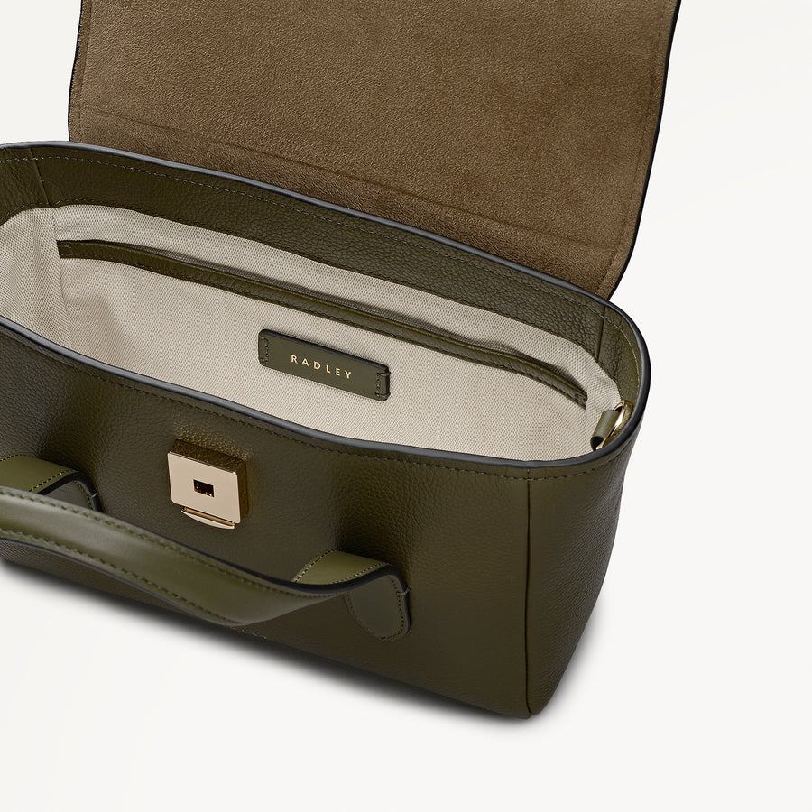 Mayfair Lane Leather Small Flapover Satchel Bag in Pine Needle - 112598