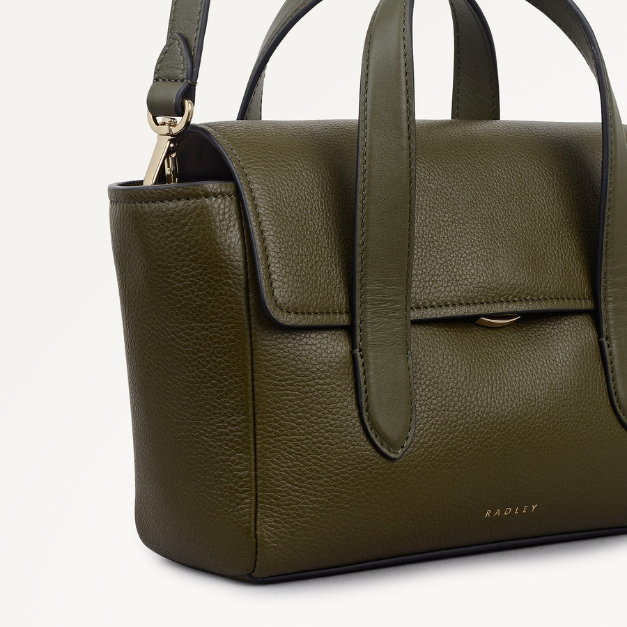 Mayfair Lane Leather Small Flapover Satchel Bag in Pine Needle - 112598