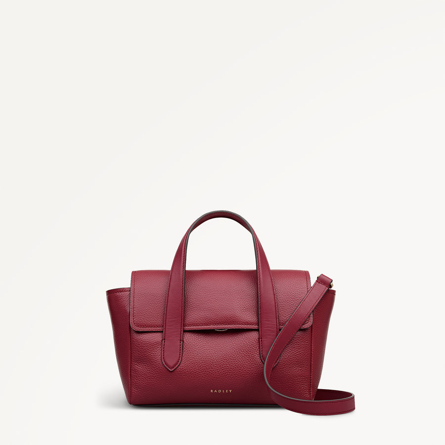 Mayfair Lane Leather Small Flapover Satchel Bag in Carmine - 112599