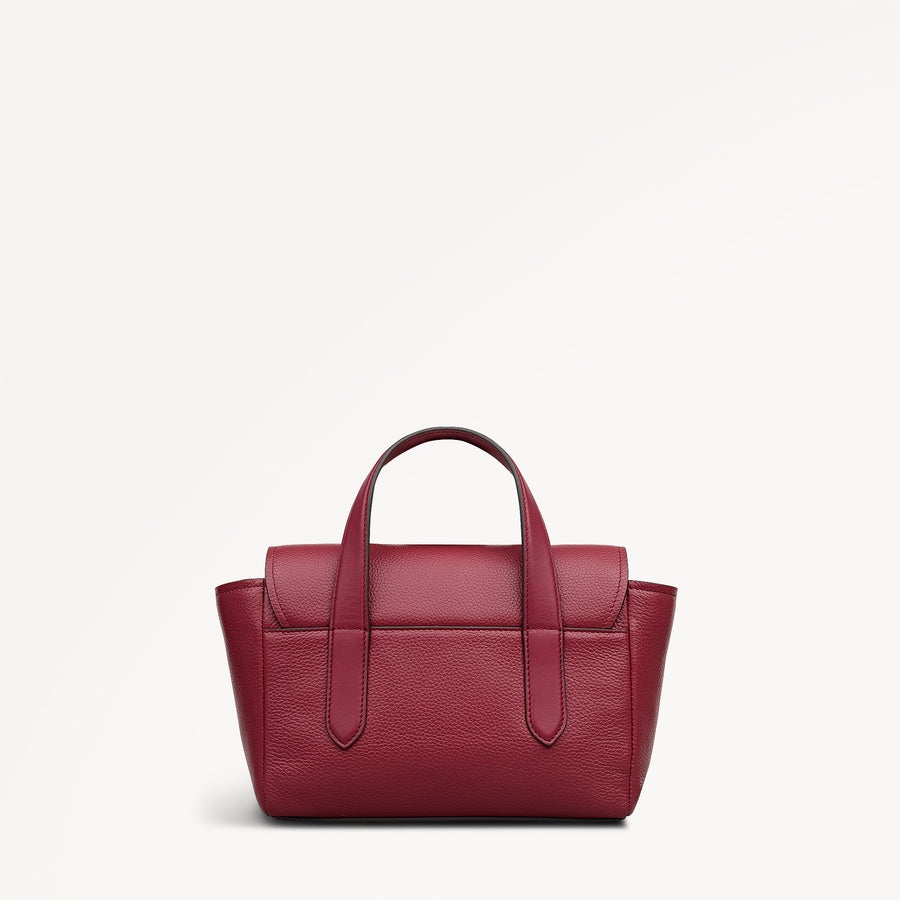 Mayfair Lane Leather Small Flapover Satchel Bag in Carmine - 112599