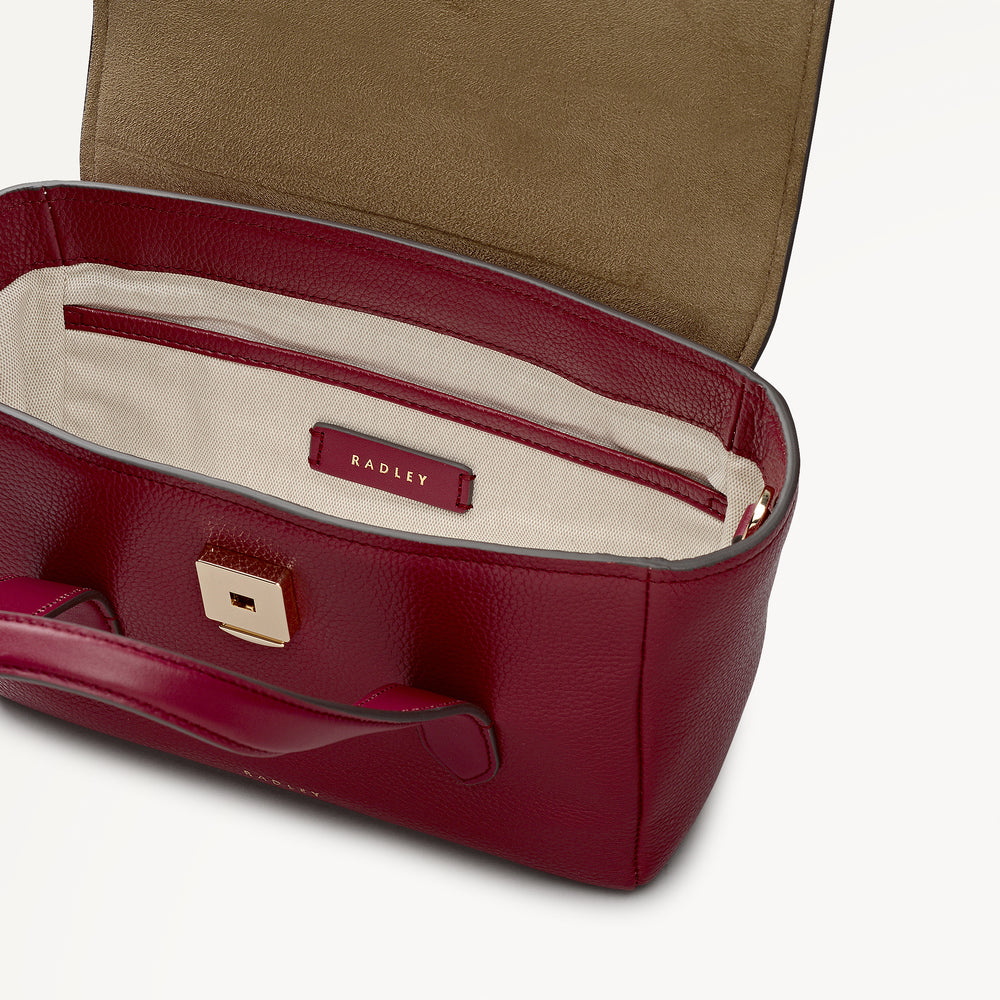 Mayfair Lane Leather Small Flapover Satchel Bag in Carmine - 112599