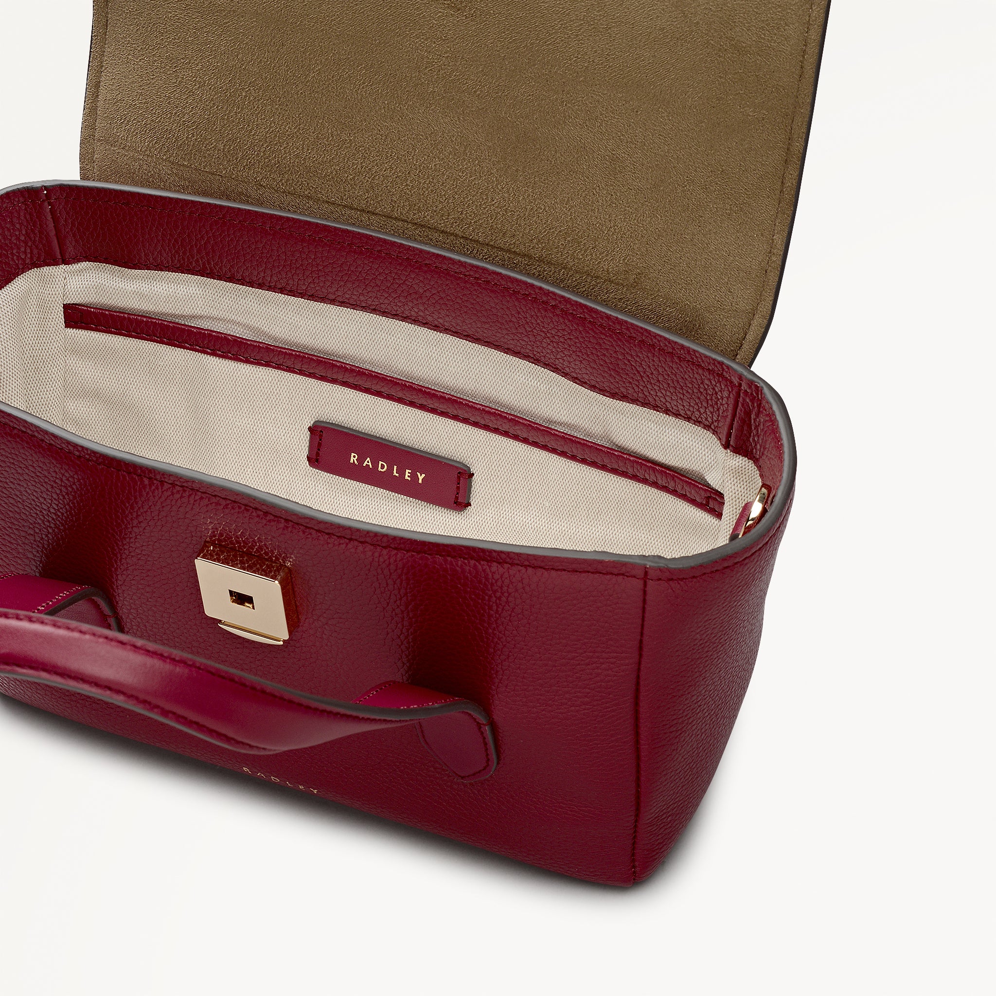 Mayfair Lane Leather Small Flapover Satchel Bag in Carmine - 112599