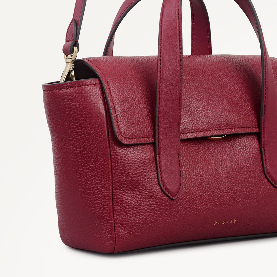 Mayfair Lane Leather Small Flapover Satchel Bag in Carmine - 112599