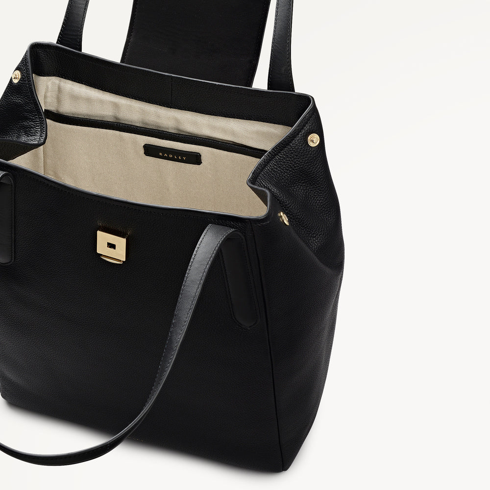 Mayfair Lane Leather Large Flapover Tote Bag in Black - 112600