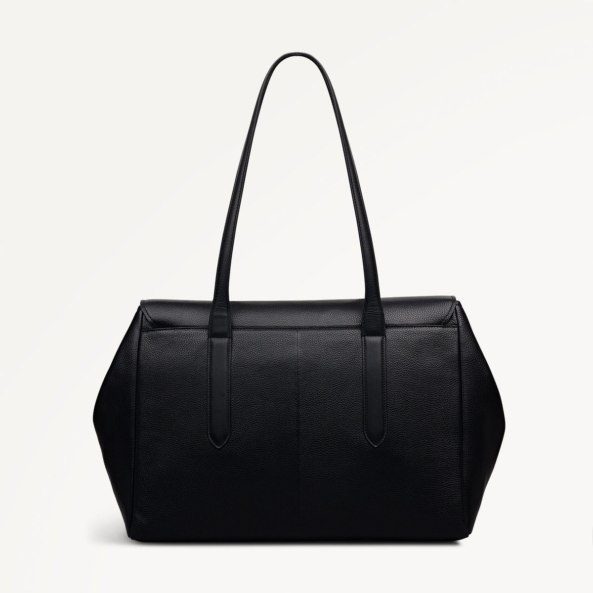 Knightsbridge Court Leather Large Flapover Shoulder Bag in Black - 112602