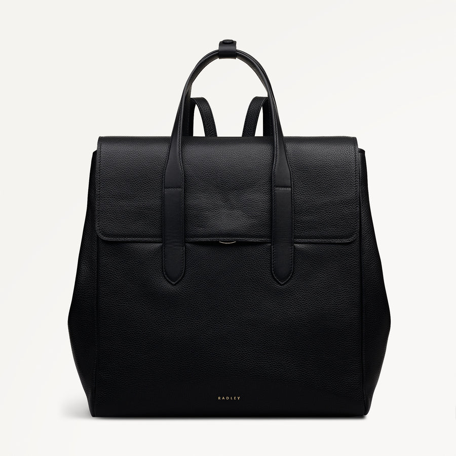 Mayfair Lane Leather Medium Flapover Backpack in Black - 112605
