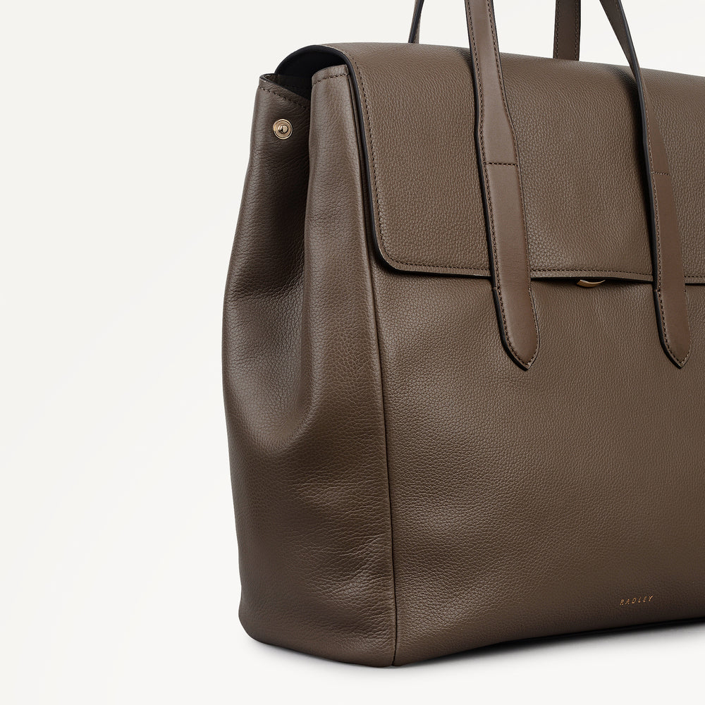 Mayfair Lane Leather Medium Flapover Backpack in Coffee - 112606