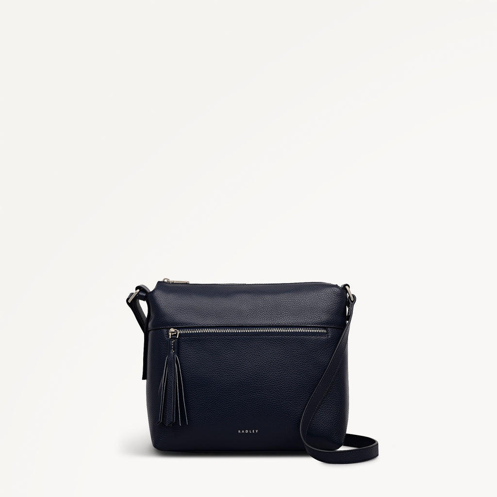 Fountain Mews Leather Small Ziptop Cross Body Bag in Ink - 112614