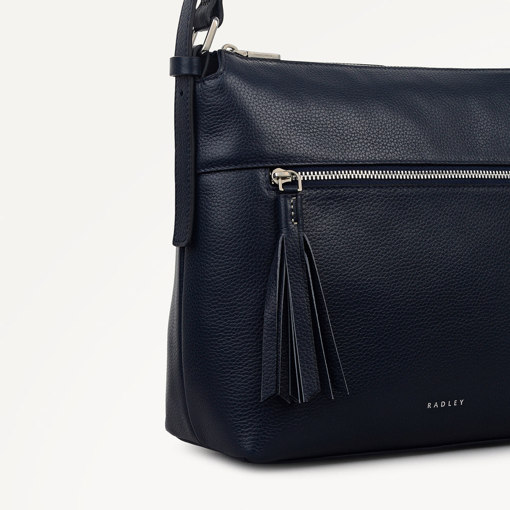 Fountain Mews Leather Small Ziptop Cross Body Bag in Ink - 112614