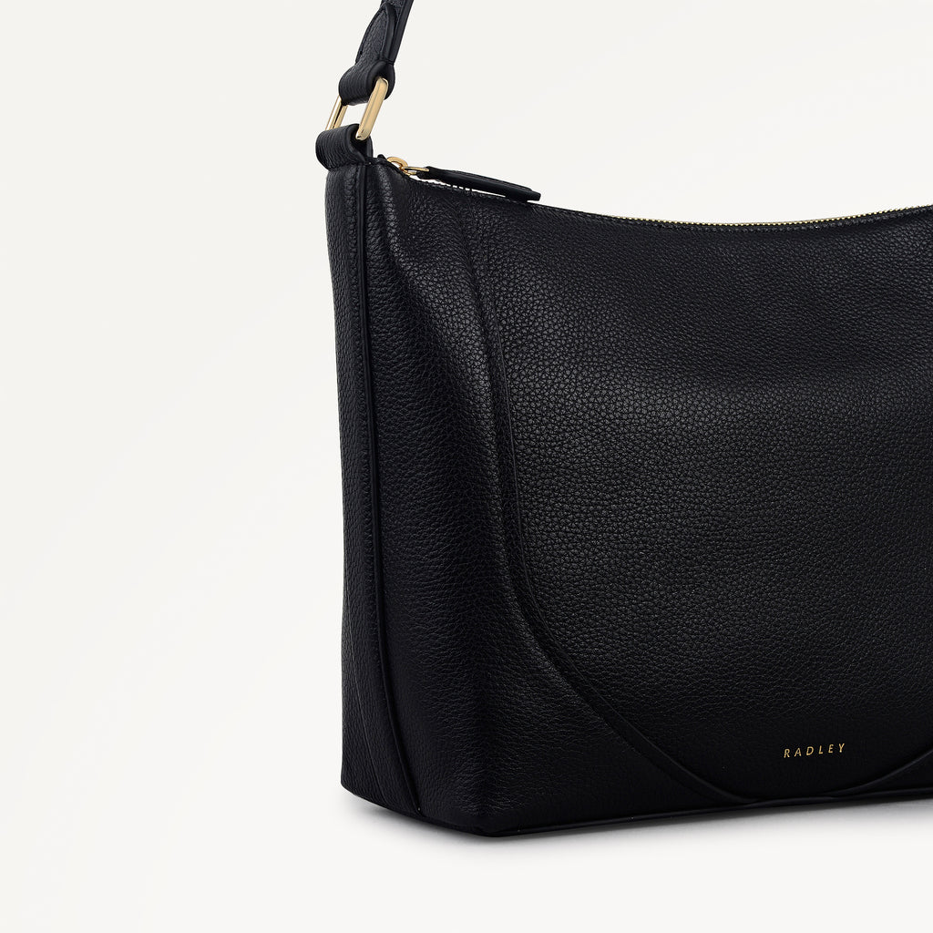 Wood Park Leather Medium Ziptop Cross Body Bag in Black - 112622
