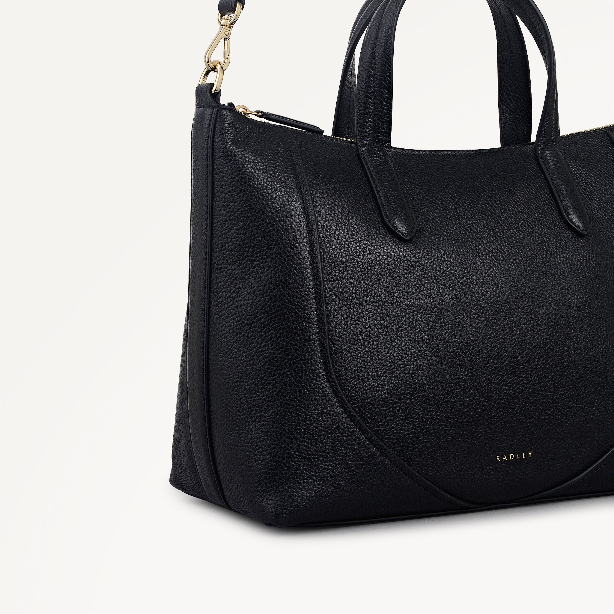 Wood Park Leather Medium Ziptop Satchel Bag in Black - 112625