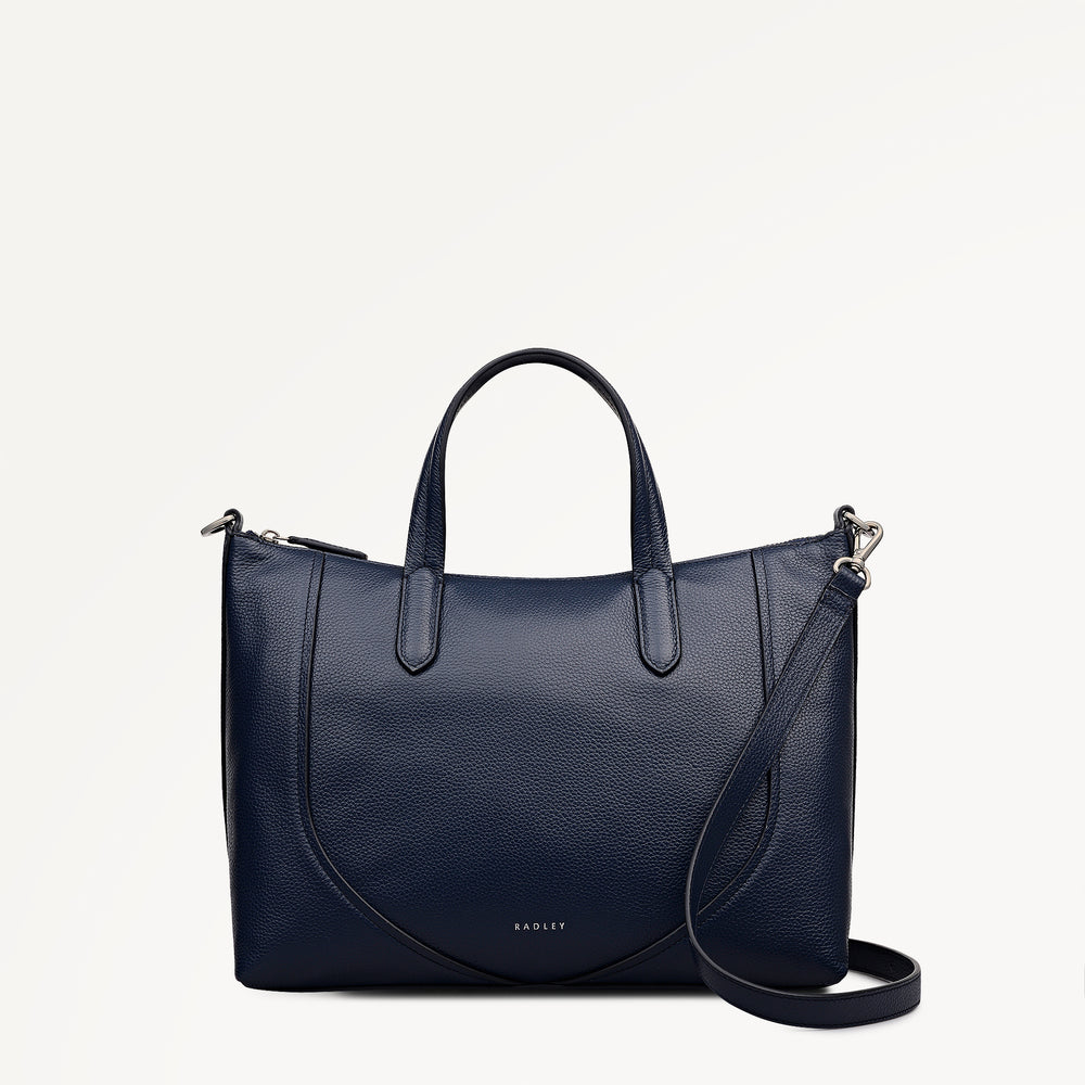 Wood Park Leather Medium Ziptop Satchel Bag in Ink - 112626