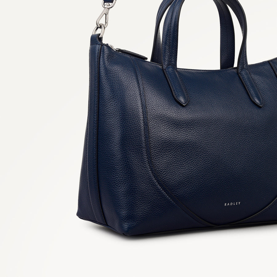 Wood Park Leather Medium Ziptop Satchel Bag in Ink - 112626