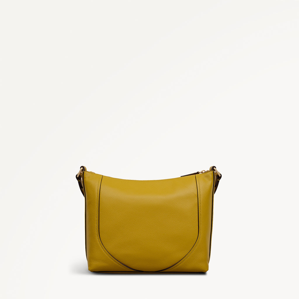 Wood Park Leather Medium Ziptop Cross Body Bag in Ochre - 112633