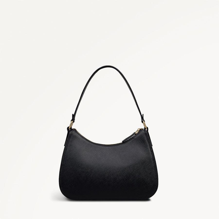 Crosby Alley Leather Medium Ziptop Shoulder & Slg Bag in Black - 112638