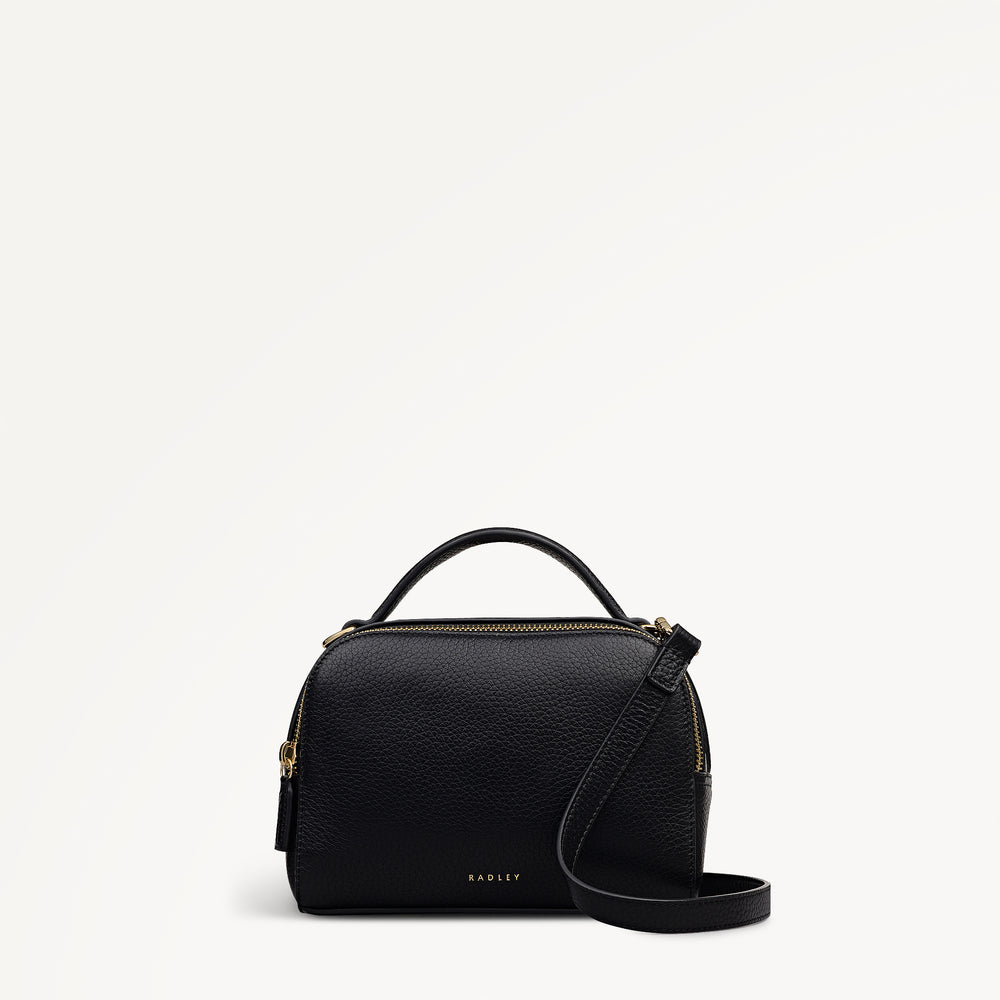 Elm Avenue Leather Small Ziptop Cross Body Bag in Black - 112646