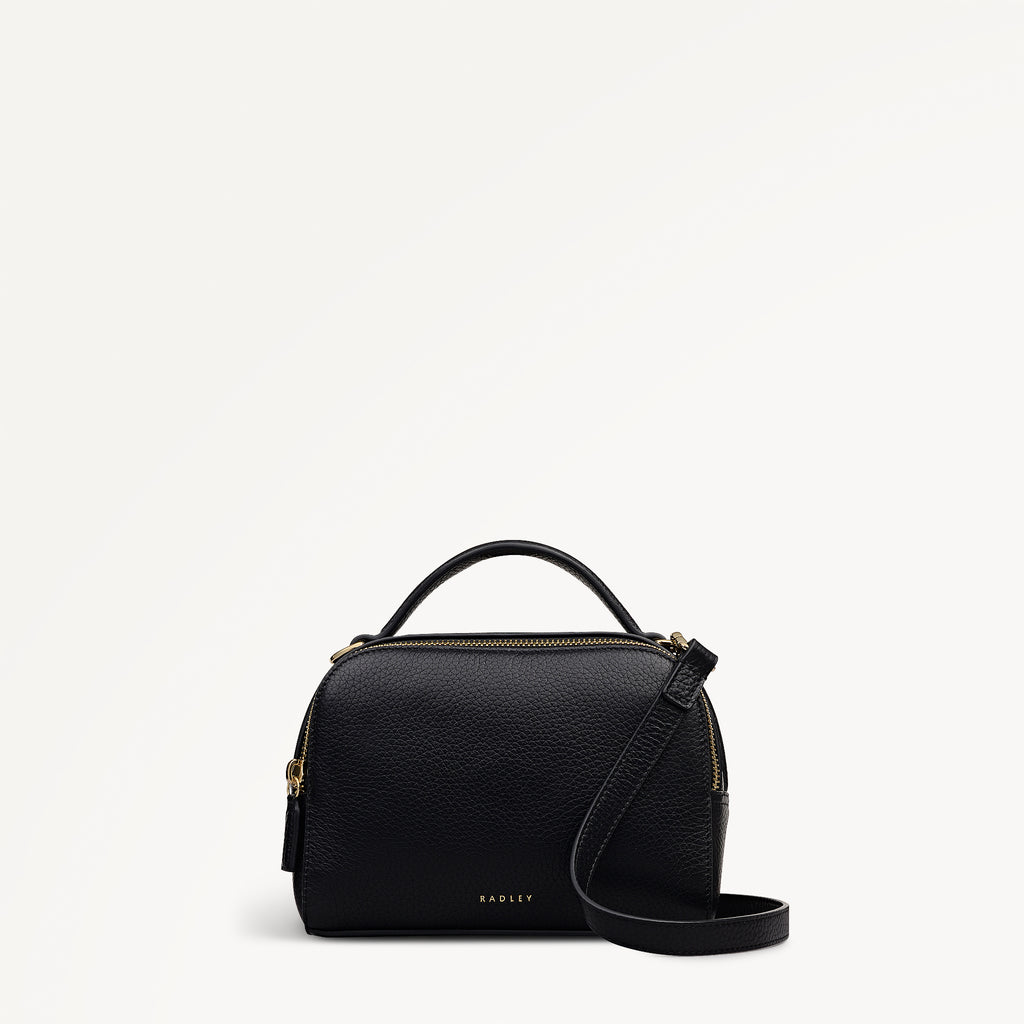 Elm Avenue Leather Small Ziptop Cross Body Bag in Black - 112646