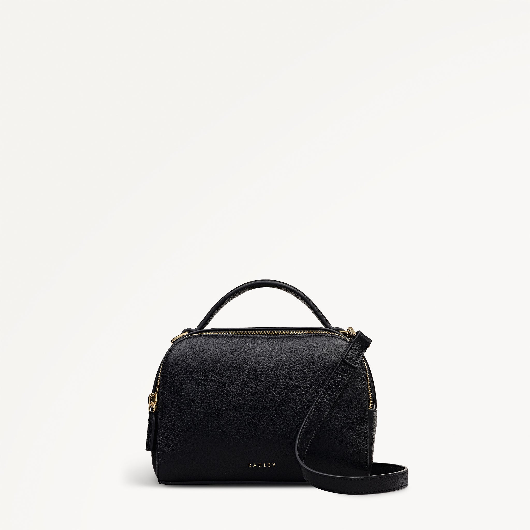 Elm Avenue Leather Small Ziptop Cross Body Bag in Black - 112646