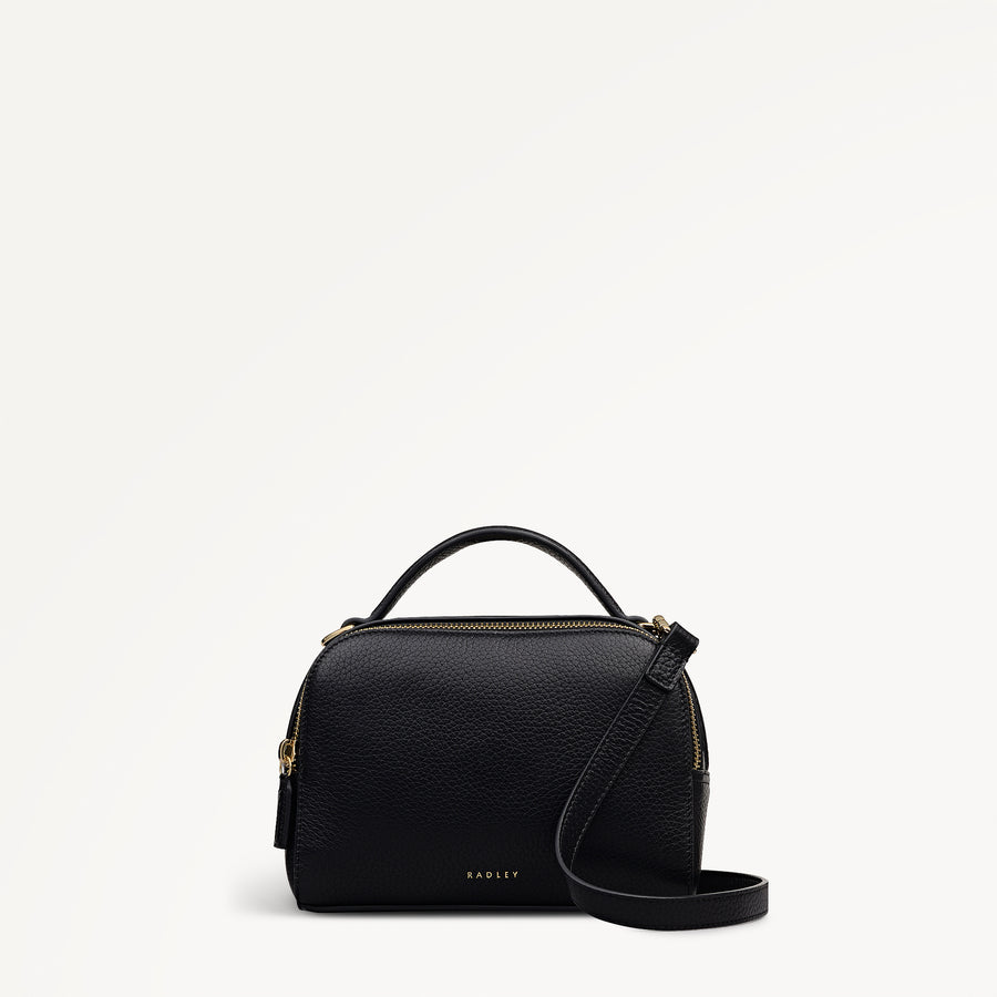 Elm Avenue Leather Small Ziptop Cross Body Bag in Black - 112646