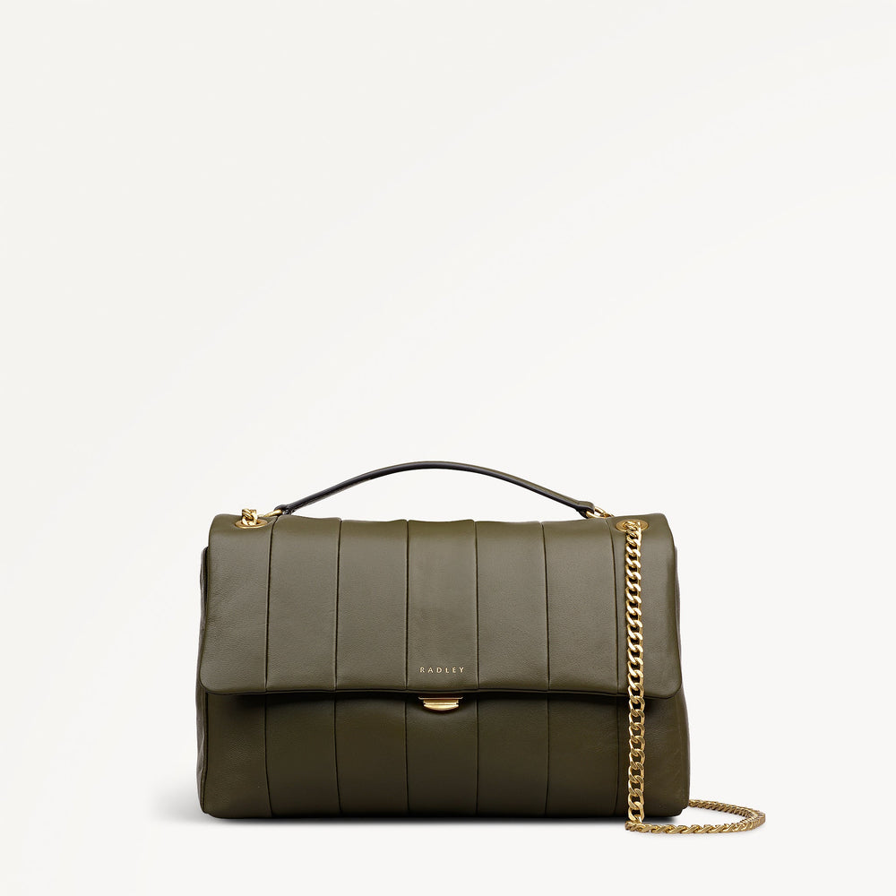 Burton Way Leather Small Flapover Cross Body Bag in Pine Needle - 112654