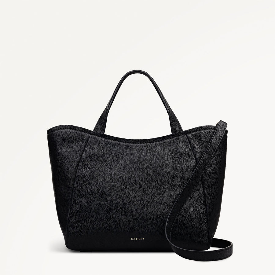 Muswell Lane Leather Medium Ziptop Grab Bag in Black - 112658