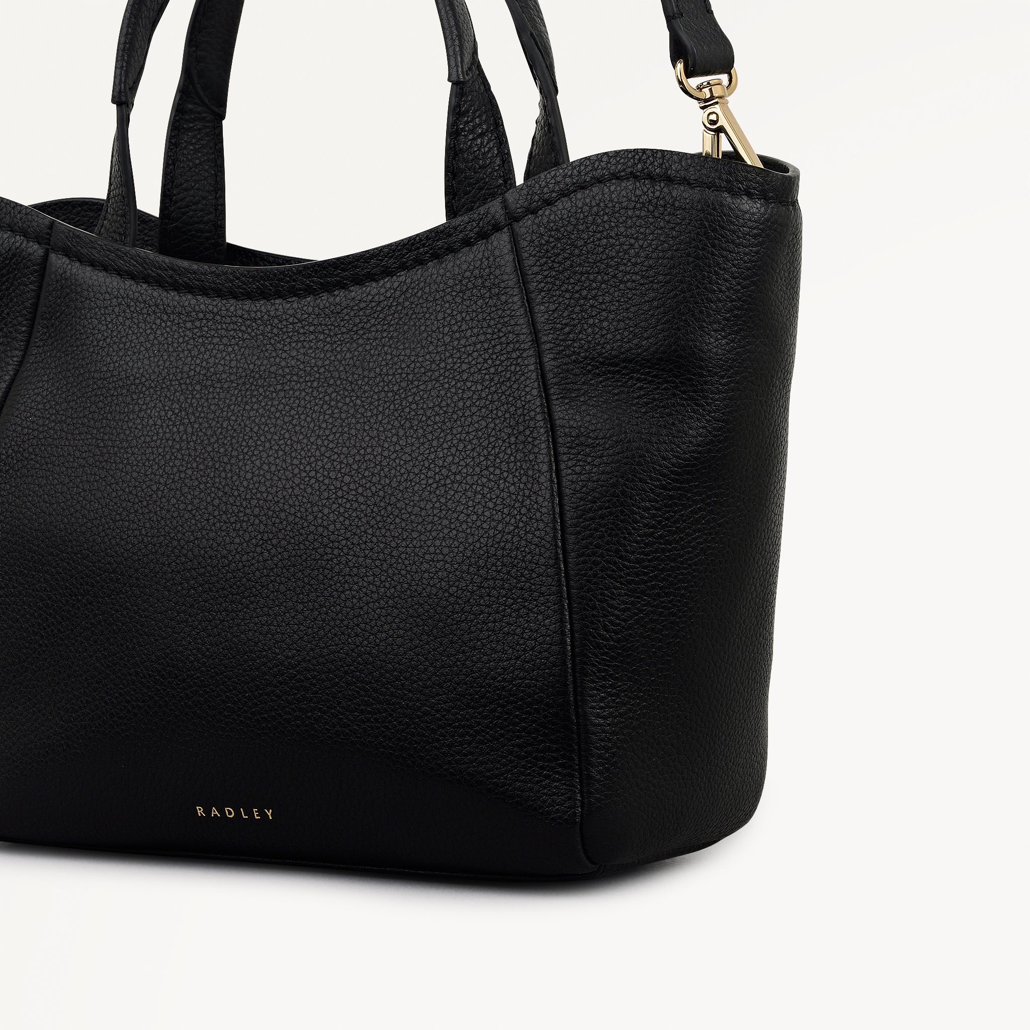 Muswell Lane Leather Small Ziptop Grab Bag in Black - 112661