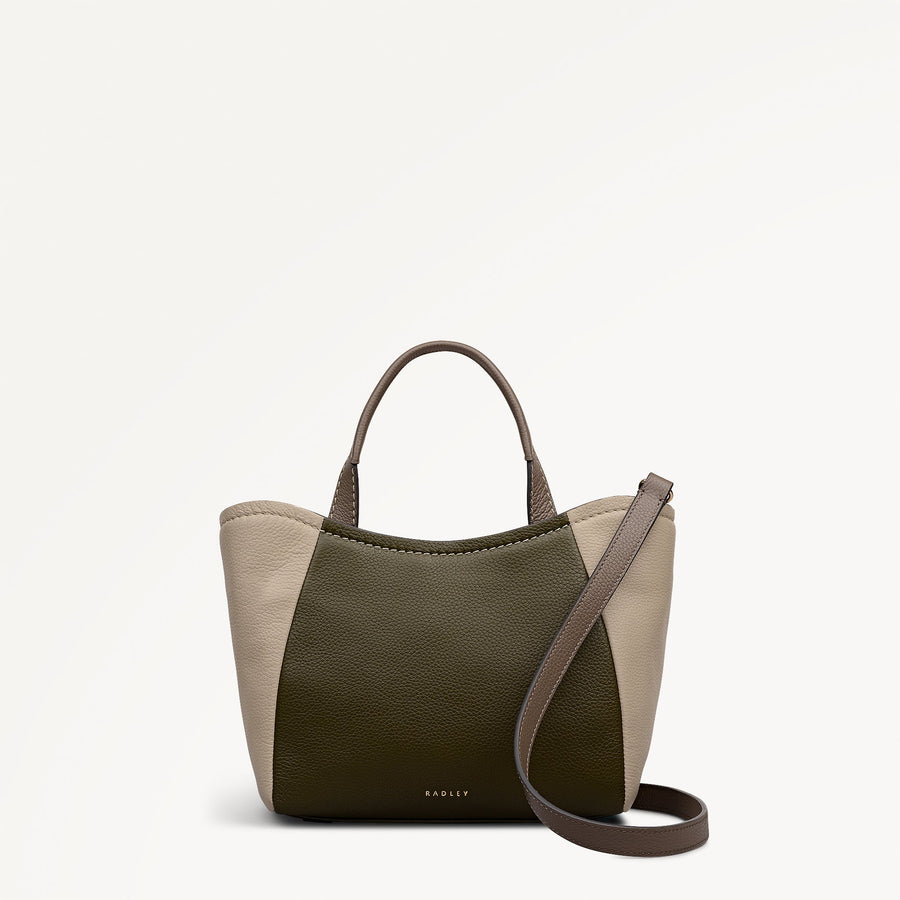Muswell Lane Leather Small Ziptop Grab Bag in Pine Needle - 112665