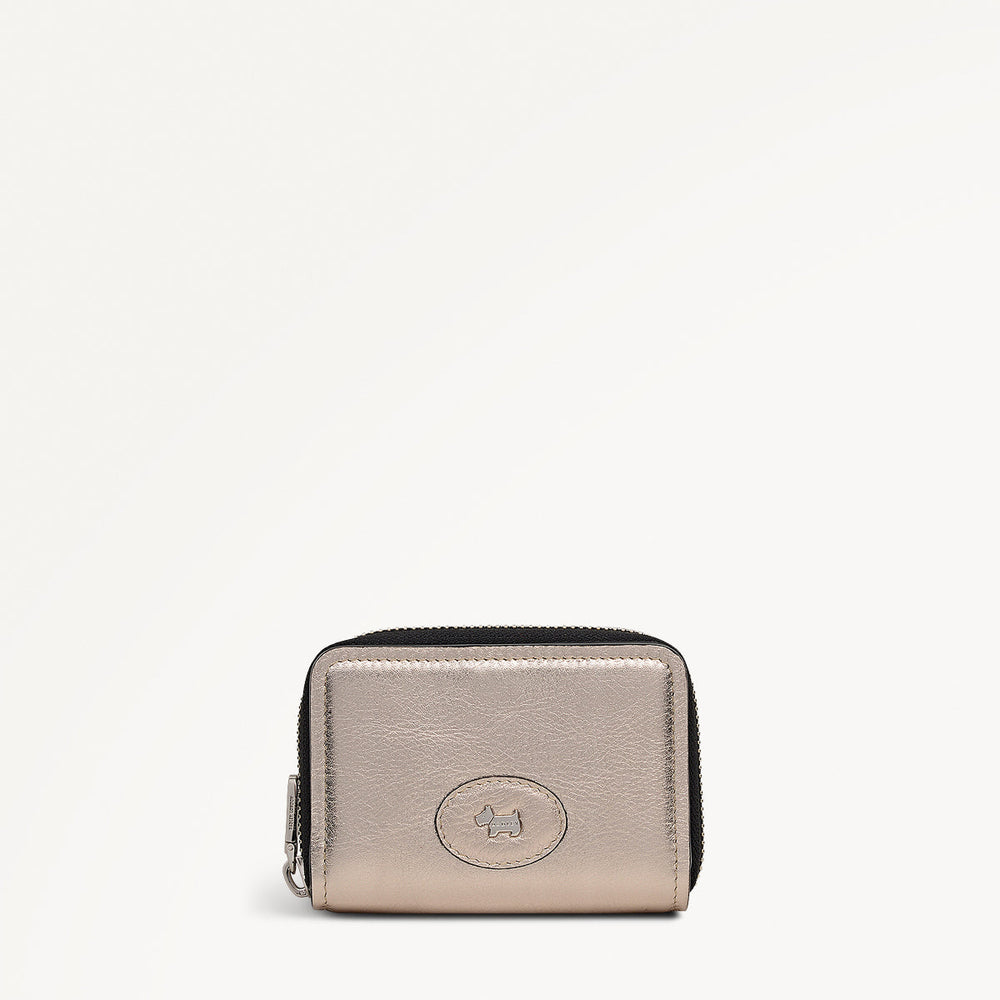Heath Crescent Leather Small Zip Around Wallet in Pyrite - 112678