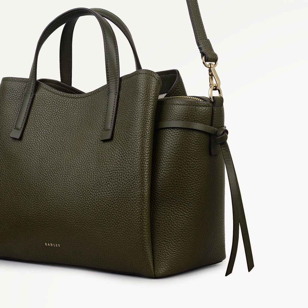 Blake Gardens Leather Large Ziptop Satchel Bag in Pine Needle - 112736