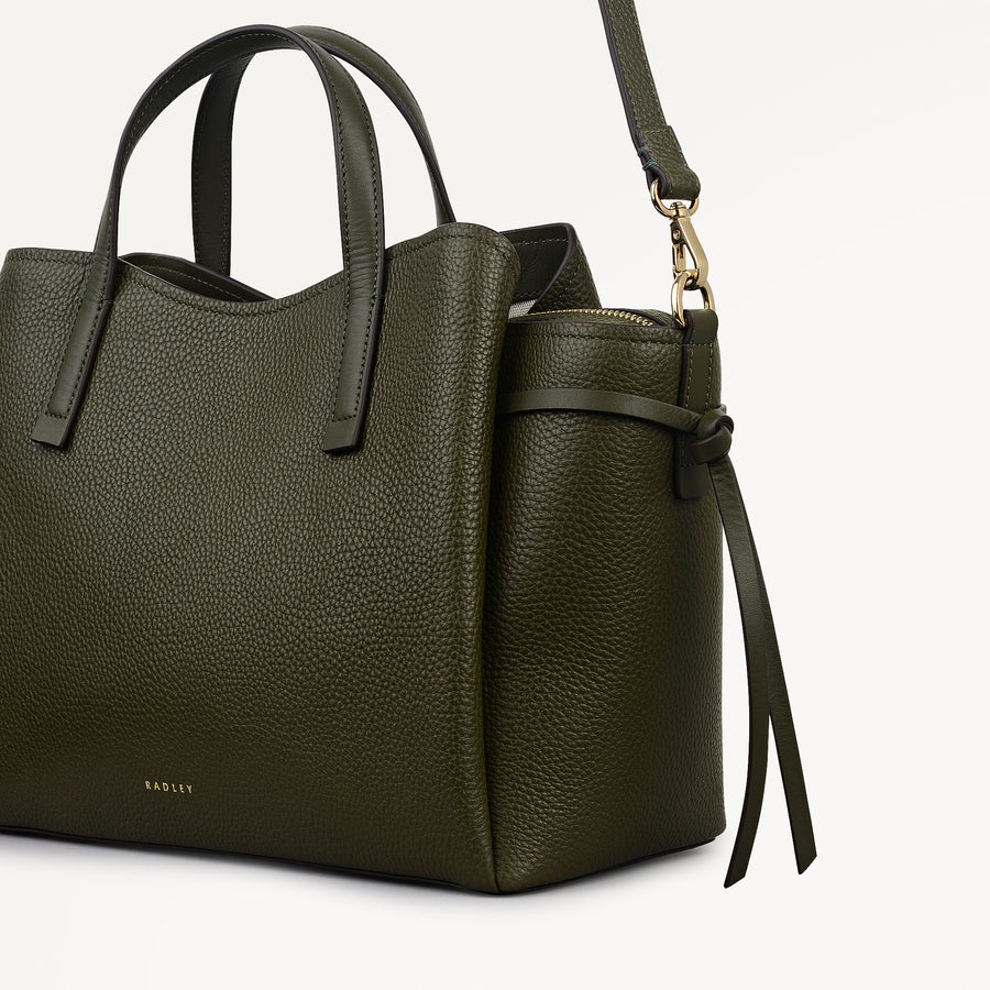 Blake Gardens Leather Large Ziptop Satchel Bag in Pine Needle - 112736