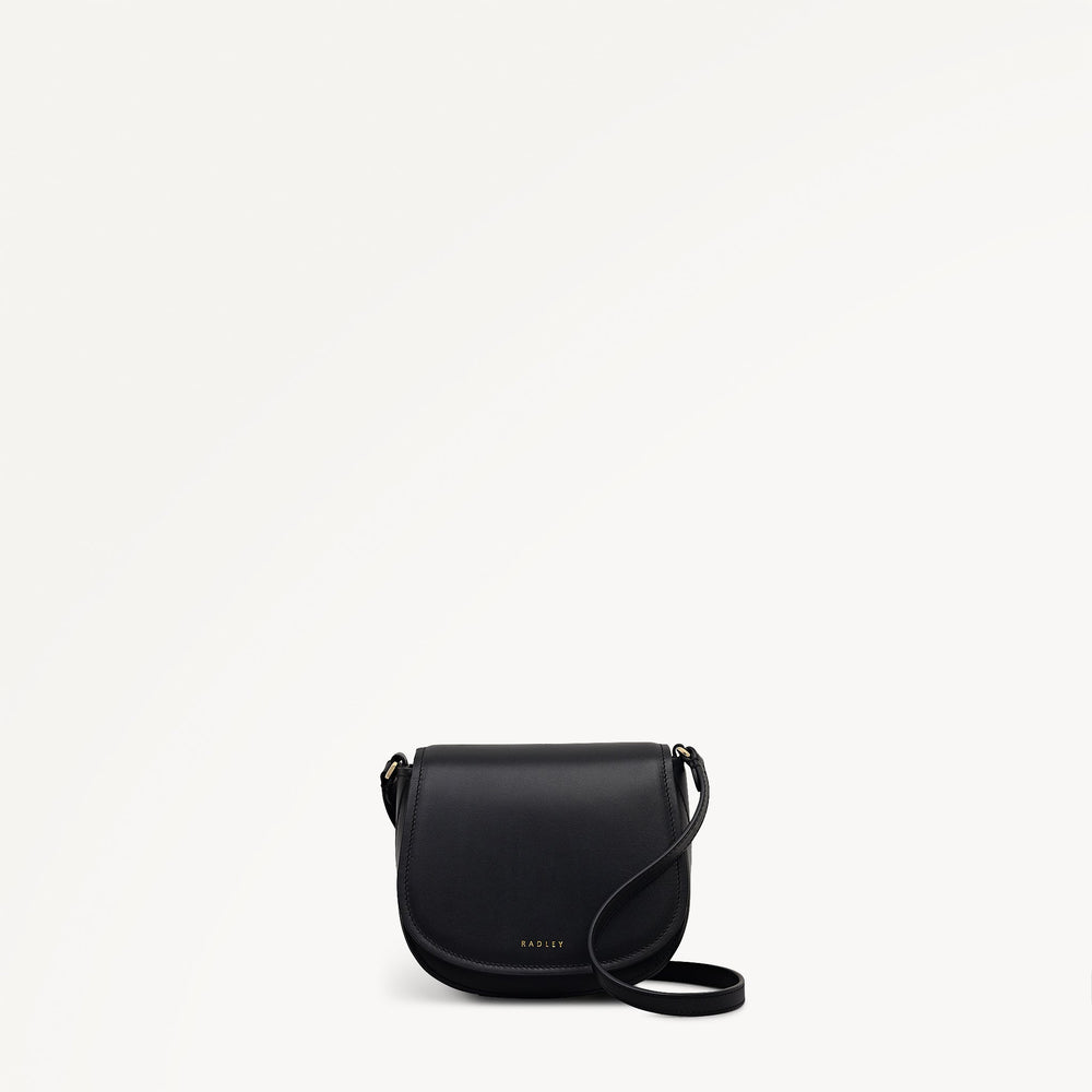 Liverpool Gardens Leather Mini Flapover Cross Body Bag in Black - 112743