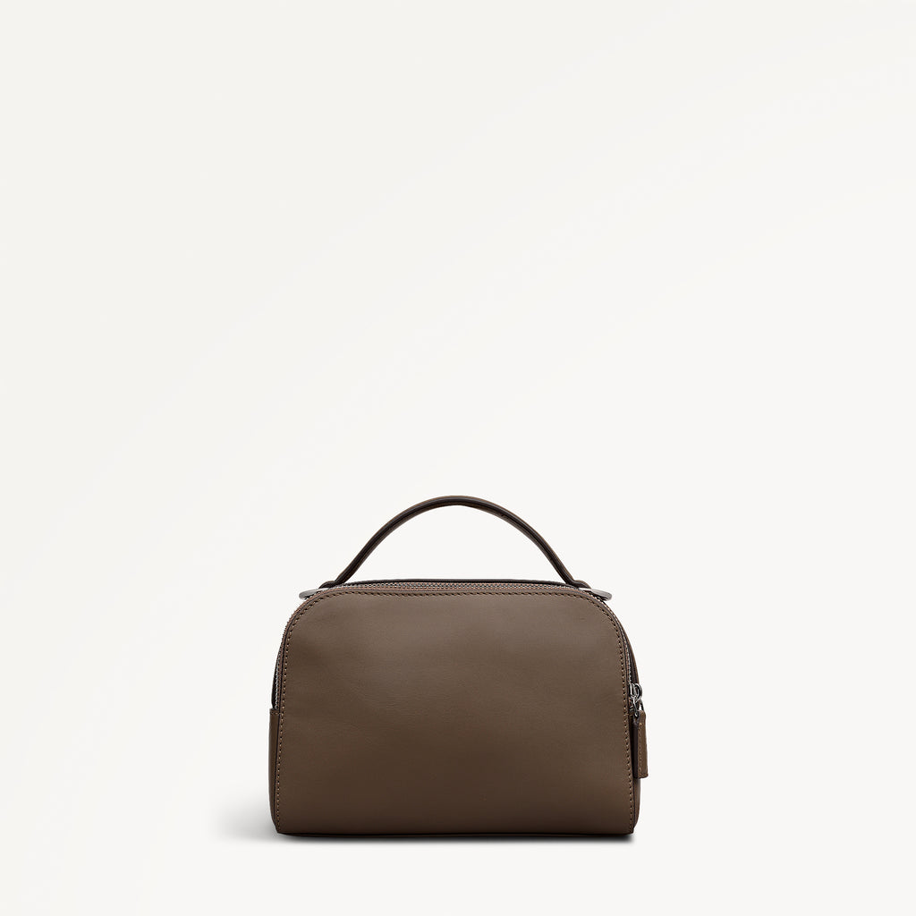 Over The Hills Leather Small Ziptop Cross Body Bag in Coffee - 112759