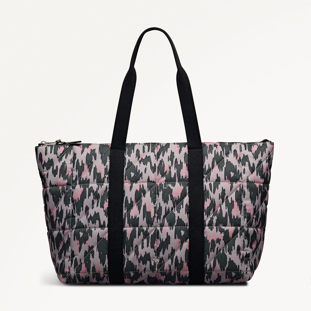 Danesfield Leopard Fabric Large Ziptop Tote Bag in Hunter Green - 112761
