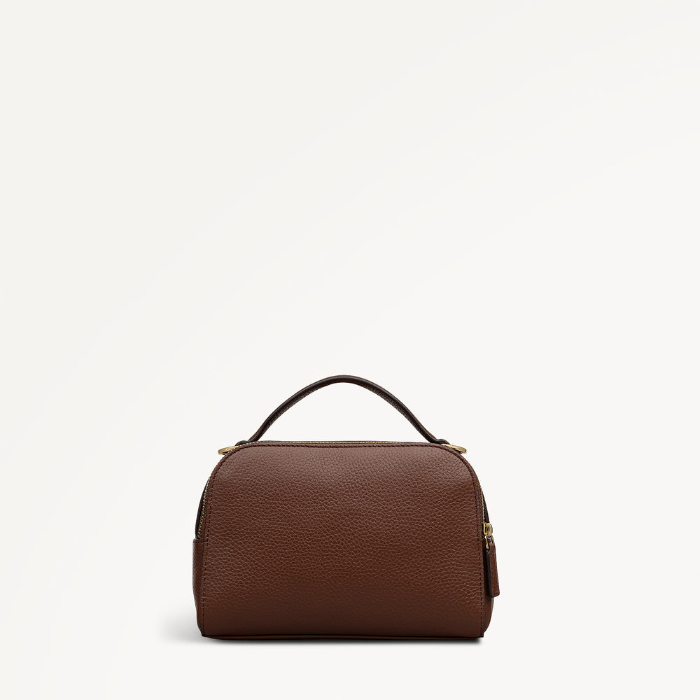Among The Trees Leather Small Ziptop Cross Body Bag in Chocolate - 112767