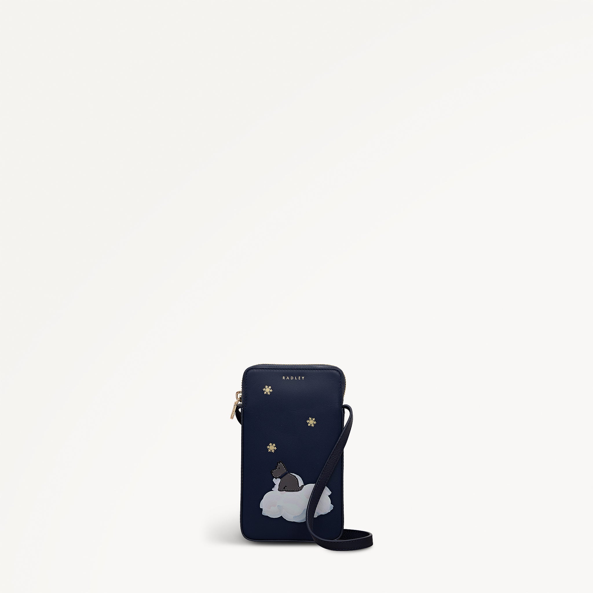 It's Written In The Snowflakes Leather Medium Phone Cross Body Bag in Dark Blue - 112769