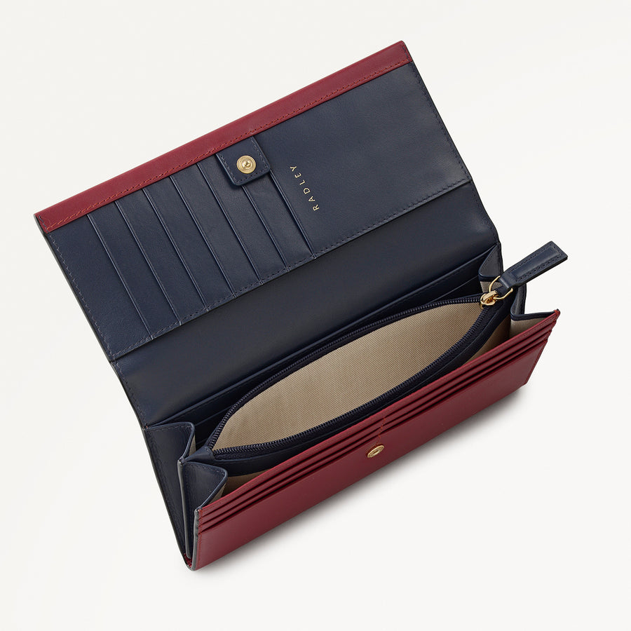 Heritage Radley - Protect Leather Large Flapover Wallet in Carmine - 112777