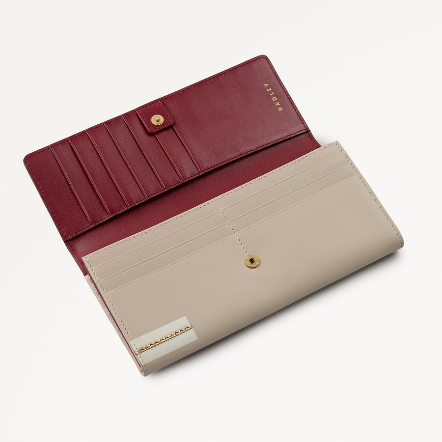 Magic Carousel Leather Large Flapover Wallet in Porcini - 112787