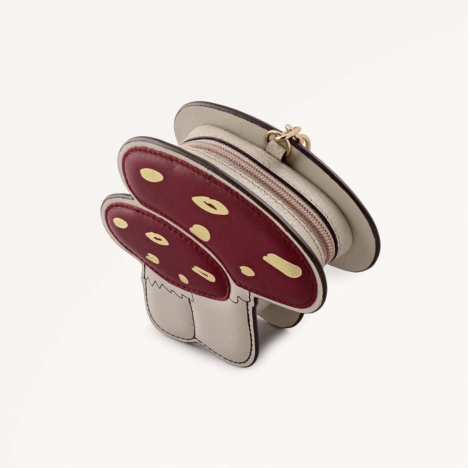 Mushroom Mate Leather Small Ziptop Coin Purse in Carmine - 112795