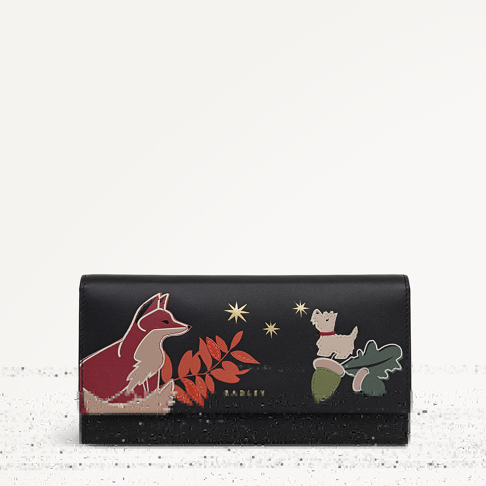 Fleeting Fox Leather Large Flapover Wallet in Black - 112796