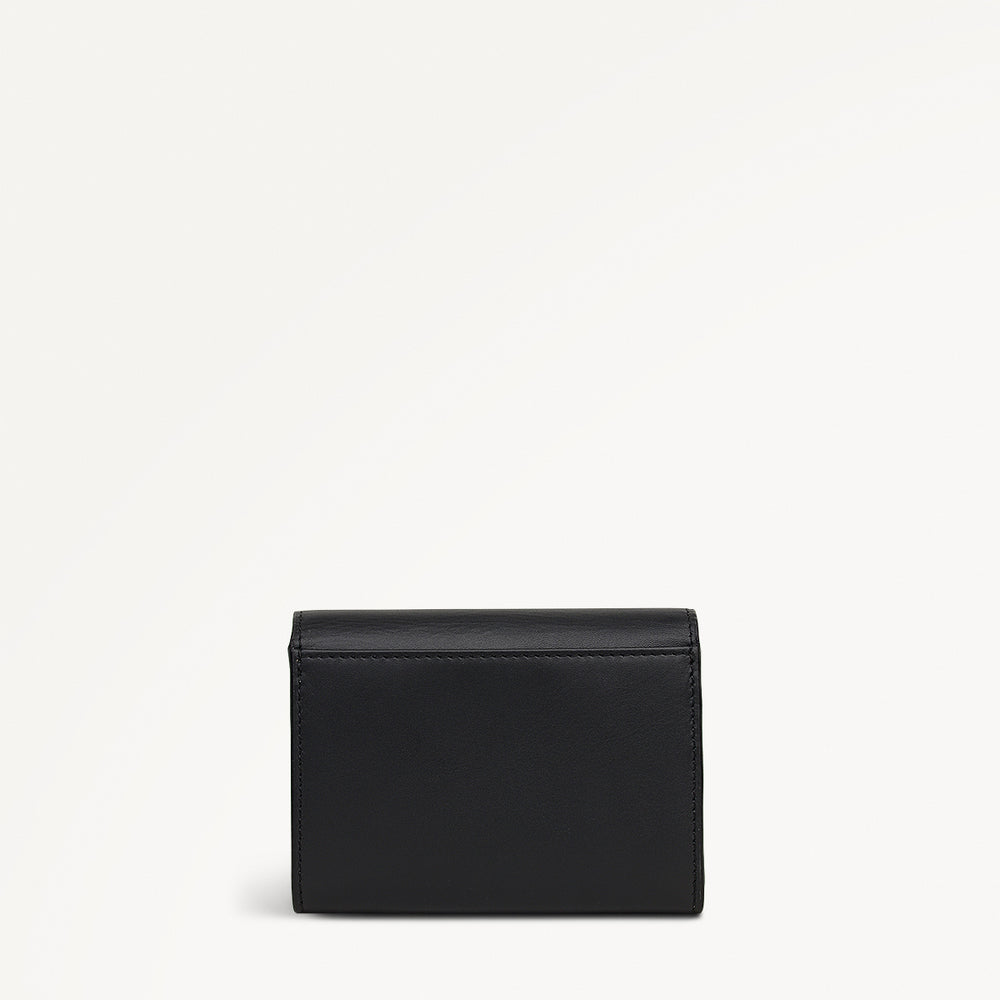Fleeting Fox Leather Medium Flapover Wallet in Black - 112797